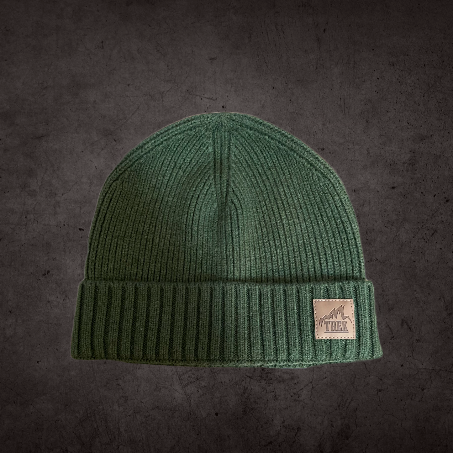 Trek Green Wool Fitted Knit Beanie