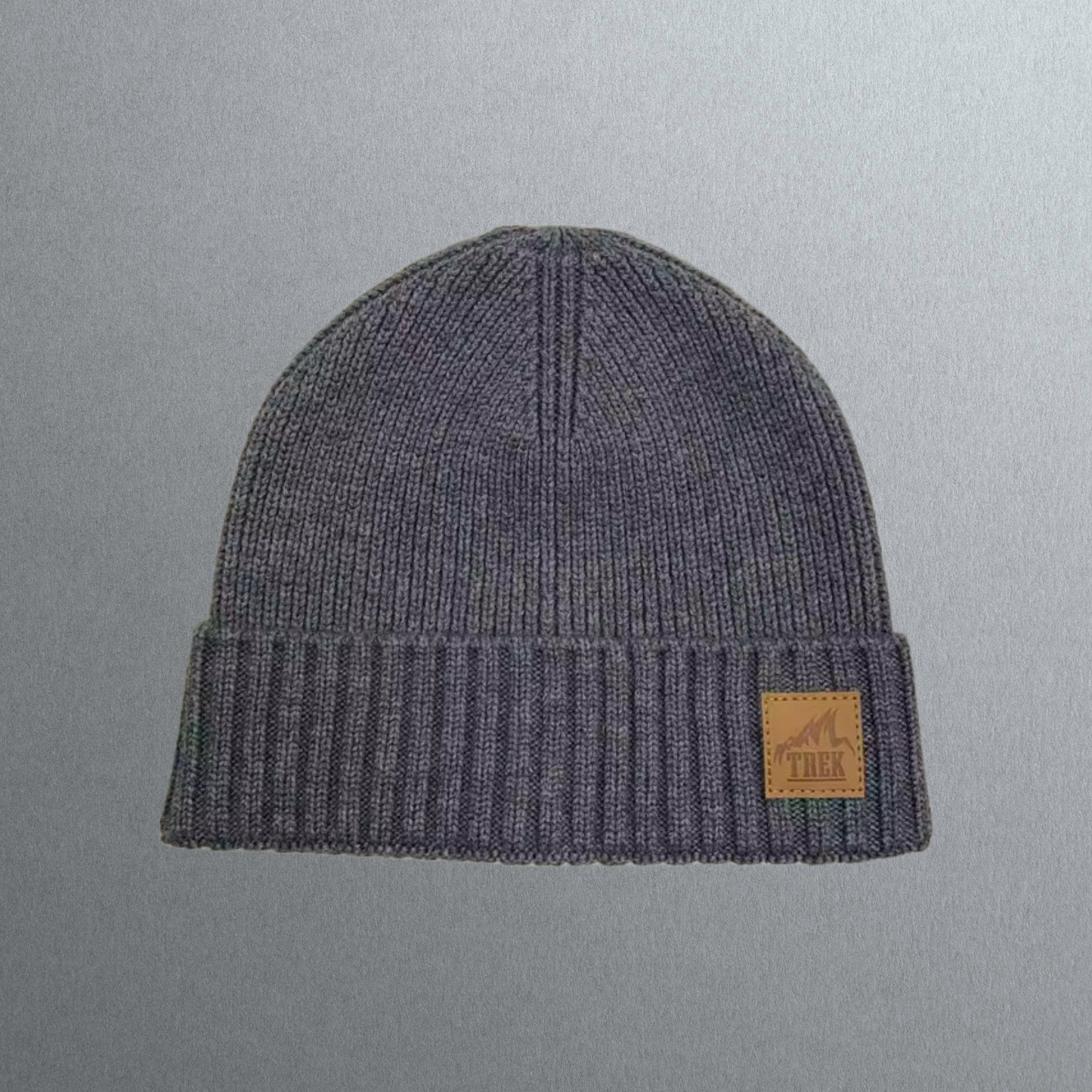Trek Grey Wool Fitted Knit Beanie