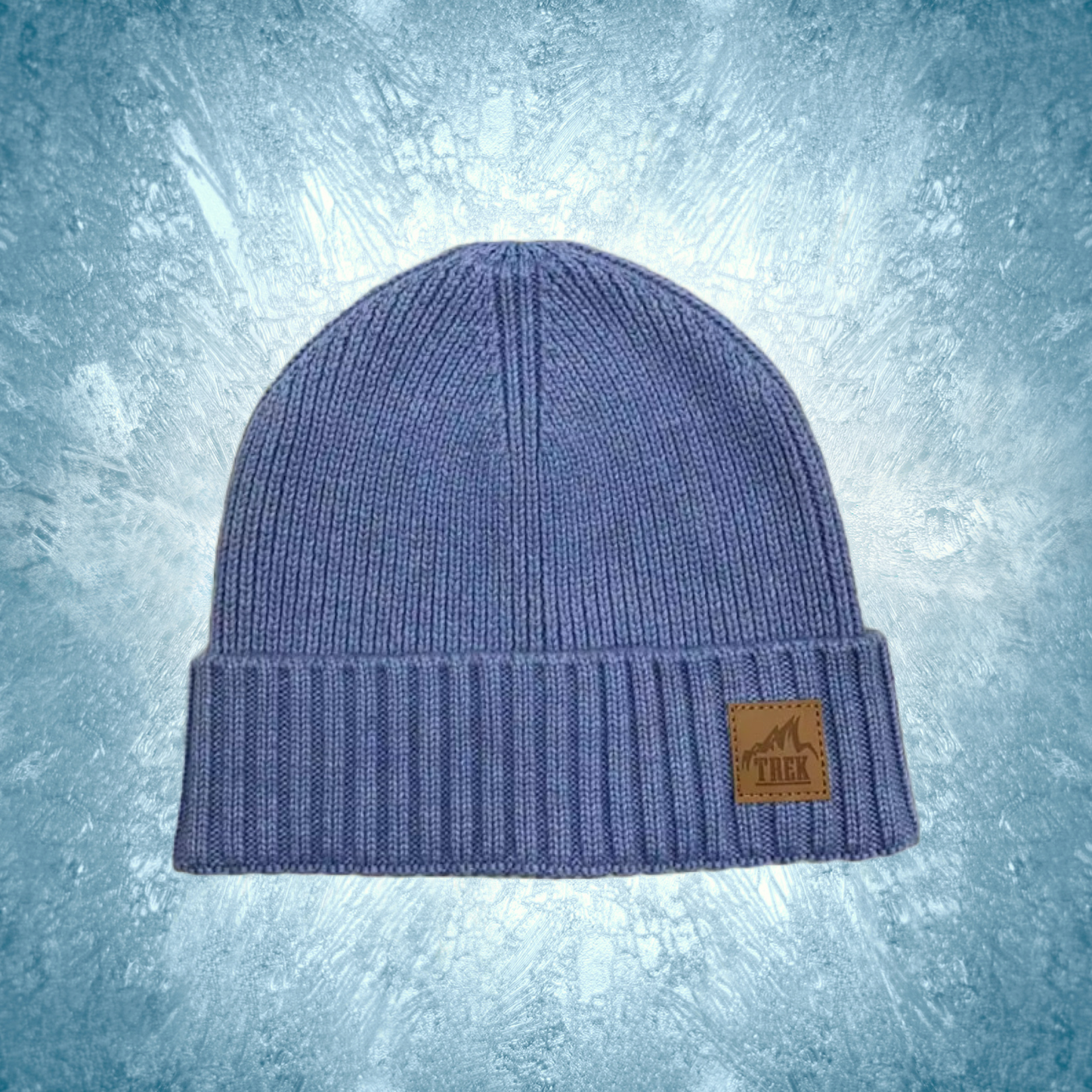 Trek Blue Wool Fitted Knit Beanie
