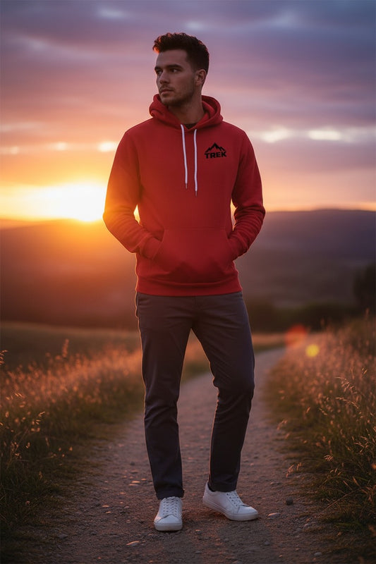 Trek Outdoor Co Embroidered Fleece Hoodie - Red Unisex